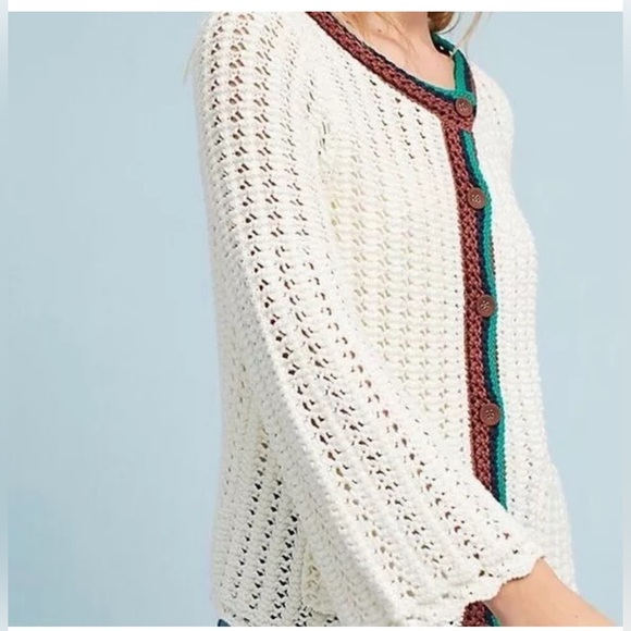 Anthropologie Women’s Elsie Open Button Up Knit Caridgan Size Small - Picture 4 of 13